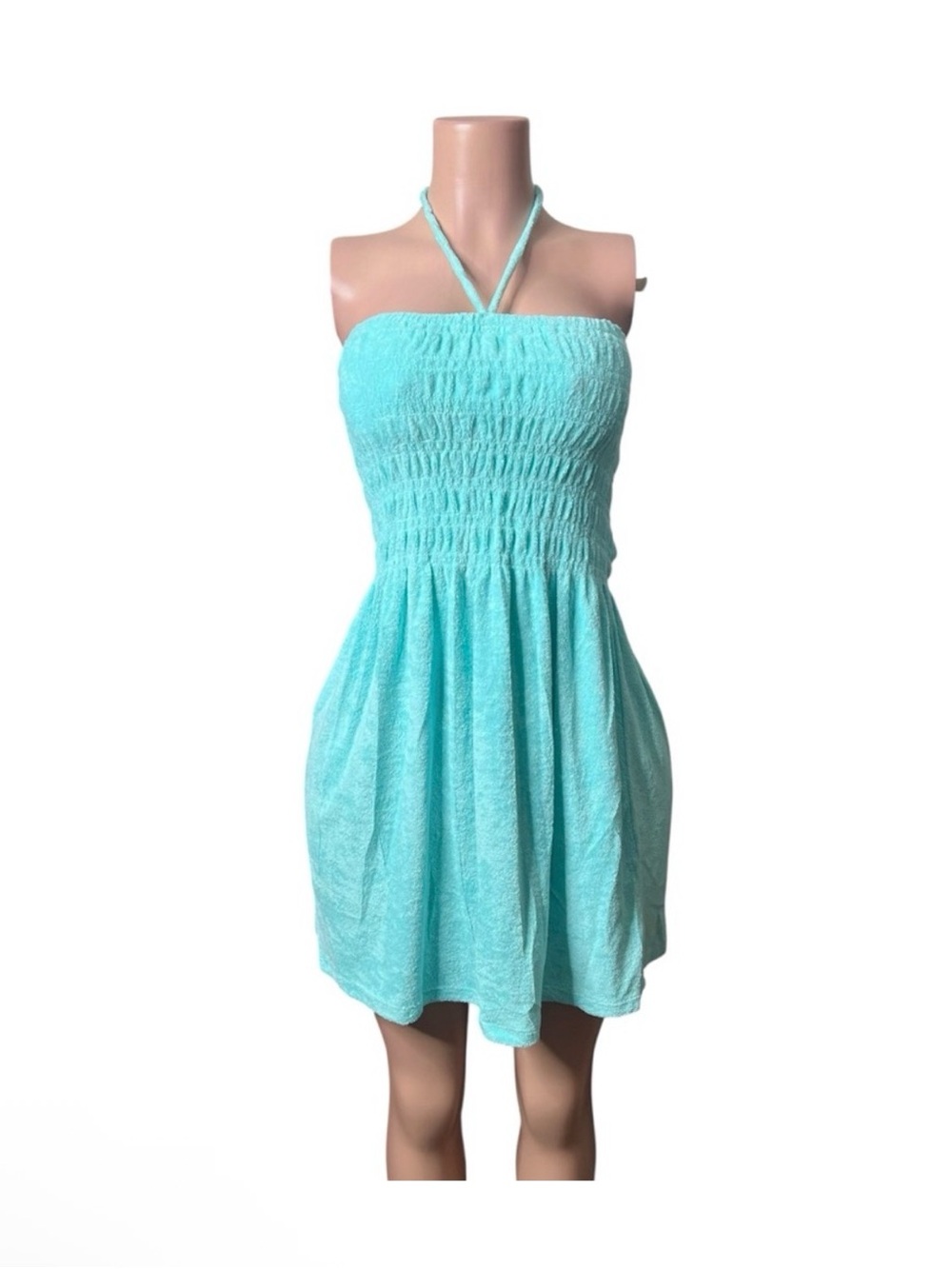 Aqua Strapless Halter Sundress